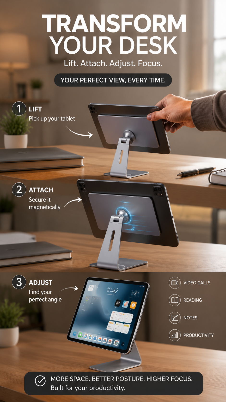 Short demo cover for rotatable magnetic desktop tablet stand