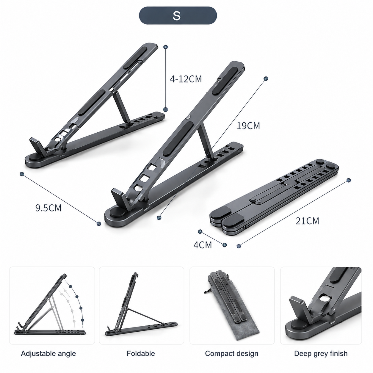 TecsMojo Portable Adjustable Aluminum Laptop Stand