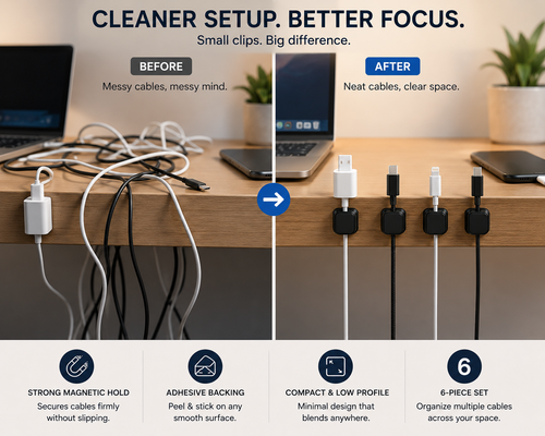 Magnetic Cable Clips 6-Pack