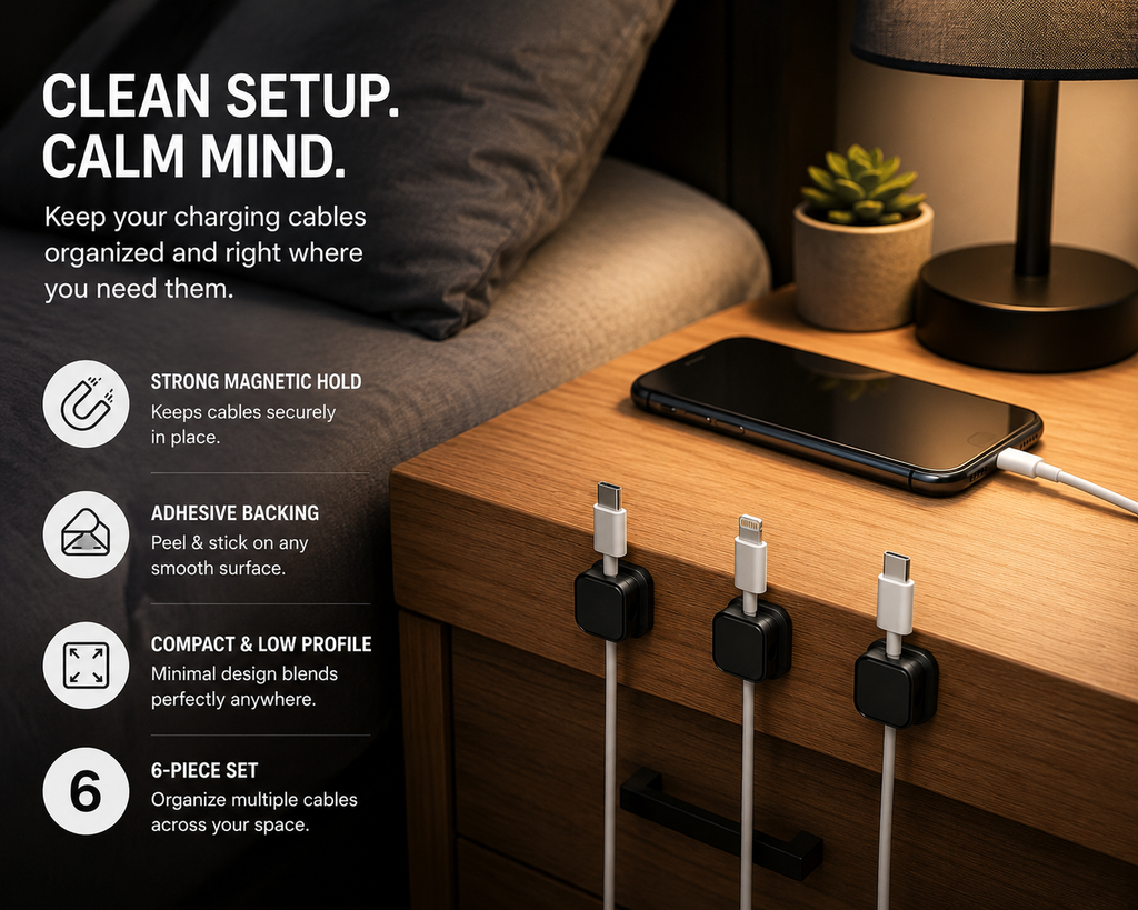 Magnetic Cable Clips 6-Pack