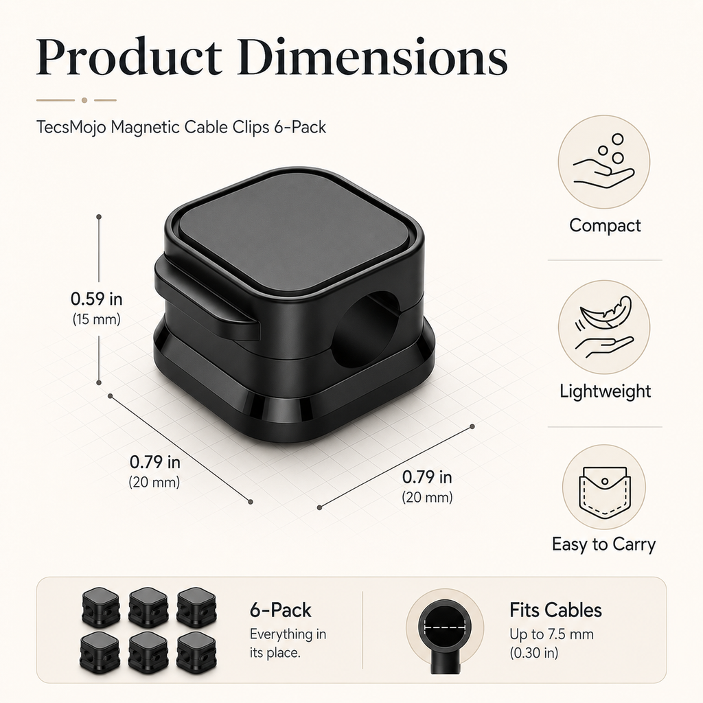 Magnetic Cable Clips 6-Pack