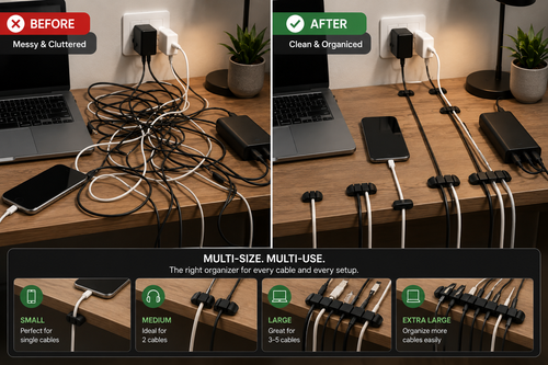 10-Piece Self-Adhesive Cable Organizer Set